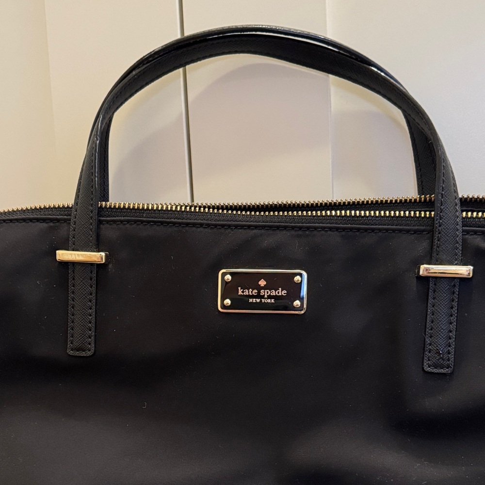 kate spade Black Nylon Laptop Tote with Gold Hardware